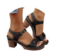 Generisch 2025 Mujeres Europeo Retro Comercio Exterior Gran Tamaño Hueco Suela Suave Suela Casual Zapatos Sandalias Zapatos Con Tacón De Cuña Para Mujer Interior, Negro , 42 EU Ancho