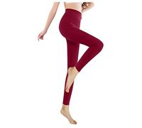Generisch 2025 Mujeres Medias Caliente Espesado Silken Mist Color Sólido Sin Costuras Elástico Tocado Cadenas, Vino, M