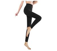 Generisch 2025 Mujeres Medias Caliente Espesado Silken Mist Color Sólido Sin Costuras Elástico Tocado Cadenas, Negro , L