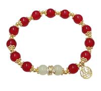 Generisch 2025 New Year Of Handmade Pendant Necklace Chinese Zodiac Jade Charm Beaded Stretch Bracelets Feng Shui Jewelry New Year For Women Haargummi Armband, talla única, Plástico, No es una piedra