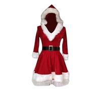 Generisch 2025 Niñas Navidad Forro Polar Manga Larga Cinturón con Capucha Princesa Vestido Conjuntos Niña Negra, rojo, 8-10 años