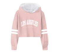 Generisch 2025 niñas niños casual suelto activo manga completa sudaderas con capucha sudaderas con capucha suéter corto estampado letras rayas adolescentes crop tops suéteres niñas 152 Cool, Rosa., 6