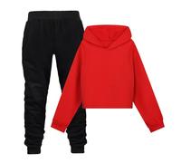 Generisch 2025 Niños Niñas Manga Larga Estampados Cálida Sudadera con Capucha Tops Pantalones Niños Trajes Chándal Traje Niñas 92, rojo, 9-10 años