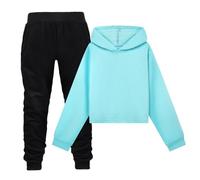 Generisch 2025 Niños Niñas Manga Larga Estampados Cálida Sudadera con Capucha Tops Pantalones Niños Trajes Chándal Traje Niñas 92, azul, 7-8 años