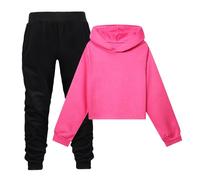 Generisch 2025 Niños Niñas Manga Larga Estampados Cálida Sudadera con Capucha Tops Pantalones Niños Trajes Chándal Traje Niñas 92, Rosa intenso., 4-5 años