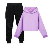 Generisch 2025 Niños Niñas Manga Larga Estampados Cálida Sudadera con Capucha Tops Pantalones Niños Trajes Chándal Traje Niñas 92, morado, 4-5 años