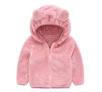 Generisch -2025 niños pequeños cálidos niños gruesos abrigo de oreja abrigo bebé lindo con cremallera forro polar abrigo chaqueta mochila niños 2 años niño, Rosa., 3-4 años