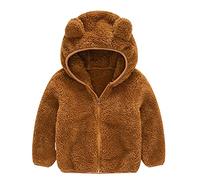 Generisch -2025 niños pequeños cálidos niños gruesos abrigo de oreja abrigo bebé lindo con cremallera forro polar abrigo chaqueta mochila niños 2 años niño, café, 3-4 años