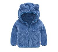 Generisch -2025 niños pequeños cálidos niños gruesos abrigo de oreja abrigo bebé lindo con cremallera forro polar abrigo chaqueta mochila niños 2 años niño, azul, 4-5 años