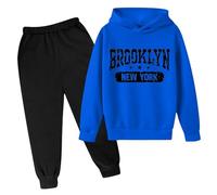 Generisch _2025 Niños Sudadera con Capucha Conjunto de Suéter Popular Impreso Conjunto de Sudadera con Capucha En Ropa Interior Casual Letra Impreso Manga Larga Ropa de Bebé 92 Niño, azul, 4-5 años