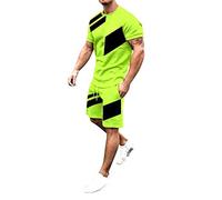 Generisch 2025 Pantalones cortos de traje de manga corta 3D de secado rápido para hombre playa tropical HawaiianSS Body Pantalones cortos deportivos traje talla 29, amarillo, L