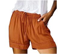 Generisch 2025 pantalones de conexión de cintura pantalones cortos con bolsillos Comfy Mujeres elástico suelto extracto casual pantalones cortos deportivos, naranja, XXL