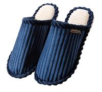 Generisch 2025 Pantuflas de pana para días acogedores y cálidos de invierno - Cómodas pantuflas para deslizarse con material suave, ideales para relajarse en casa, azul oscuro, 42 EU
