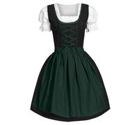 Generisch 2025: para mujer de talla grande con escote cuadrado delantal Oktoberfest disfraz de niña de cerveza disfraz de talla grande disfraces de cosplay para mujeres, Verde oscuro., S