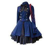 Generisch 2025 Patchwork Moda Princesa Collar - Vestido de Mujer Corte de Mujer Su Disfraz de Cosplay Falsificador (Azul L)