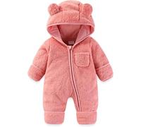 Generisch 2025 - Pelele con diseño de manoplas para niñas y niños, traje de nieve de invierno, ropa de forro polar, mono con capucha, pantuflas para niños, talla 31, Rosa., 9-12 meses