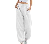 Generisch 2025 Pies Sueltos con Cordón Pantalones Rectos Casual Pantalones Deportivos Pantalones Sueltos Mujer Pantalones Sueltos Con Cadena Señoras Negro, Blanco, 45-52.5kg