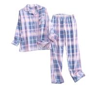 Generisch 2025 Pijama de mujer de franela de algodón para mujer, pijamas de salón Plus Fat Plus Size Simple Holgado Primavera Invierno Dibujos Animados Conjunto de Pantalones de Manga Larga, rojo, S