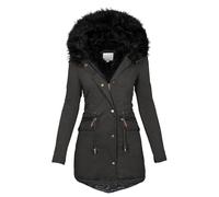 Generisch 2025 Plus Talla Abrigo de Invierno Cuello Chaqueta de Manga Larga Espesar Abrigo Chaqueta Caliente Gruesa Ropa Exterior Acolchado Chaleco Vaquero Corto, gris oscuro, XL