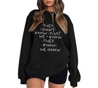 Generisch 2025 QUE SABEMOS QUE SABEN QUE LO SABEMOS PARA LAS MUJERES AMIGAS Sudadera con Capucha Talla Grande Divertida Tops de Manga Corta con Impresión de Letras Suéter con Niños, Negro , XXL