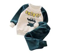 Generisch | 2025 Ropa de franela para niños y niñas, manga larga con pantalones, para invierno, cálido, suave y esponjoso, con pantalones de chándal de forro polar, mono de nieve, azul oscuro, 3-4