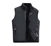 Generisch 2025 sólido chaleco abrigo cuello alto forro polar abrigo sin mangas cremallera mosca bolsillo abrigo chaleco chaleco perro, gris oscuro, XL