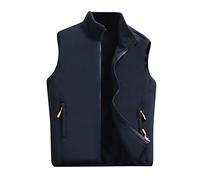 Generisch -2025 sólido -Chaleco-Talón cuello alto forro polar abrigo sin mangas cremallera mosca bolsillo abrigo chaleco chaleco perro, azul oscuro, XXL