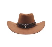 Generisch 2025 Sombrero de bolos estilo vaquero occidental para hombre, estilo jazz, para actuaciones de cosplay, Playmobil Cowboy World, marrón, M