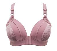 Generisch 2025 Sujetador cómodo estampado con cierre frontal sin aros, sujetador cómodo con cierre de botón frontal para mujer, Oro Rosa, 36