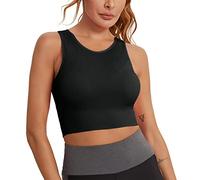 Generisch 2025 Sujetador deportivo con espalda cruzada alta sujetador largo Crop inalámbrico Yoga Built Mujer Deportes en Top Tops Yoga |2025, Negro , L