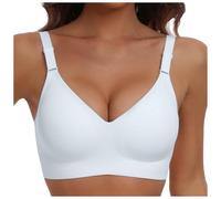 Generisch -2025 Sujetador push-up inalámbrico con cobertura completa para mujer, sujetadores sin costuras con soporte suave, sujetador de talla grande normal para mujer senos grandes, Blanco, M