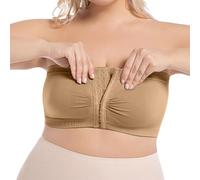 Generisch 2025 Sujetador versátil sin tirantes con cierre frontal para mayor comodidad en la vida cotidiana en el tiempo libre Bustier Top, caqui, 3XL