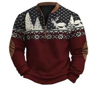 Generisch 2025 Tejido de punto grueso Patrón de impresión 3D Impresión Digital Cuello Alto Sudadera Casual Retro sin, Vino, XXL