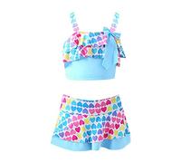 Generisch 2025 - Traje de baño para niña, traje de baño de dos piezas, bikini arco iris para 3 a 14 años, piscina, aguas termales, natatorium bañador 92 niño, azul claro, 9-10 años