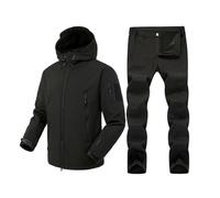Generisch 2025 Traje térmico Softshell para hombre a prueba de viento transpirable chaqueta con forro polar con ropa de senderismo para montañismo para uso diario invierno, Negro , M