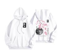 Generisch 2025 Unisex Invierno Doble Letra Estampado Manga Larga Sudadera de Forro Polar con Bolsillo Chaqueta Larga de Forro Polar Mujer, Blanco, XL