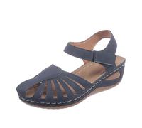 Generisch 2025 - Verano Sólido Hook Loop Casual Open Toe Cuñas Cómodos Zapatos De Playa Sandalias Zapatos De Mujer De, azul, 40 EU