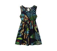 Generisch 2025 - Vestido de verano sin mangas para niñas y niños pequeños, cuello redondo, informal, estampado floral, vestido de fiesta, bikini, niña, Negro , 10-12 años