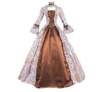 Generisch 2025 Vestido midi para mujer de talla grande a la moda de estilo gótico, manga larga, acampanado, vestido de fiesta, disfraz de mi héroe academia (dorado M)
