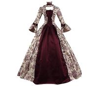 Generisch 2025 Vestido midi para mujer de talla grande a la moda de estilo gótico, manga larga, acampanado, vestido de fiesta, disfraz de mi héroe academia (café M)