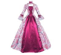 Generisch 2025 Vestido midi para mujer de talla grande a la moda estilo gótico, manga larga, acampanado, vestido de fiesta, disfraz de mi héroe de la academia (rojo sandía, L)