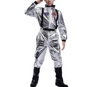 Generisch 2025 Wandering Earth Niños Niñas Jugando Traje de Carnaval Espacial Disfraces de Rendimiento 2025 (Plata L)