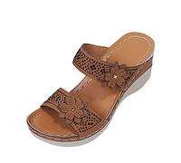 Generisch 2025 Zapatos transpirables de moda para mujer Cuñas Toe Playa Sandalias de Flores Slip-on Mujeres Sandalias Zapatos Mujer Ancho H Osaka, marrón, 38 EU