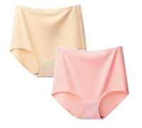 Generisch 2026 2 piezas sin costuras damas bragas cintura alta control de vientre elástico satén hipster ropa interior modeladora vientre camino pantalones para vestidos de uso diario, B+c, XXL
