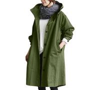 Generisch 2026 Abrigo con capucha cómodo suelto Ropa de abrigo elegante para mujer rompevientos abrigo salvaje de invierno para días fríos elegante transición al aire libre, Verde militar., M