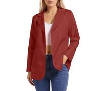 Generisch 2026 Abrigo liso para mujer con bolsillos frontales abiertos, cárdigan, manga larga, formal de manga larga, blusa, camisa de trabajo, camisa de oficina, rojo, S