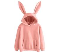 Generisch 2026 acogedora sudadera con capucha de forro polar con orejas únicas suéter de manga larga sudadera informal suave cálida para ropa de salón diaria actividades al aire libre, Rosa., M