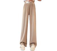 Generisch 2026 Adolescentes Niños Pantalones de Color Sólido Para Niñas Casual Cintura Alta Elástica Cordón Corte Suelto Pantalones de Chándal Ropa de Calle, caqui, 13-14 años