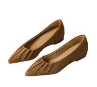 Generisch 2026 Bailarinas cónicas con elegante detalle plisado, zapatos casuales retro suaves para deslizarse dentro y zapatos cómodos, café, 42 EU