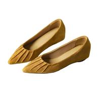 Generisch 2026 Bailarinas cónicas con elegante detalle plisado, zapatos casuales retro suaves para deslizarse dentro y zapatos cómodos, amarillo, 39 EU